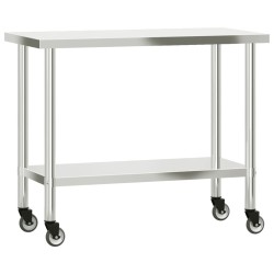 vidaXL Tavolo Lavoro Cucina con Ripiano 110x55x120 cm Acciaio Inox