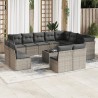 vidaXL Set Divani da Giardino 13 pz con Cuscini Grigio in Polyrattan