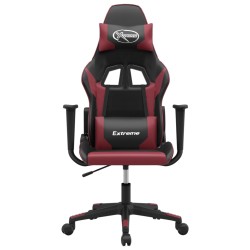 vidaXL Sedia Gaming Massaggio Nero e Rosso Vino in Similpelle