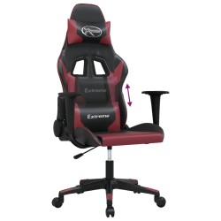 vidaXL Sedia Gaming Massaggio Nero e Rosso Vino in Similpelle