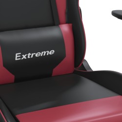 vidaXL Sedia Gaming Massaggio Nero e Rosso Vino in Similpelle