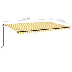 vidaXL Tenda da Sole Retrattile Manuale 500x350 cm Gialla e Bianca