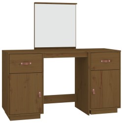   Set Toeletta con Specchio Marrone Miele Legno Massello di Pino