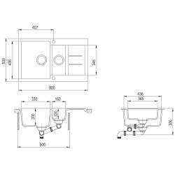 vidaXL Lavello Doppio da Cucina Beige in Granito