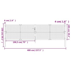 vidaXL Cancello Giardino Antracite 400x150 cm in Acciaio