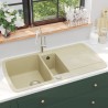 vidaXL Lavello da Cucina in Granito Vasca Doppia Beige