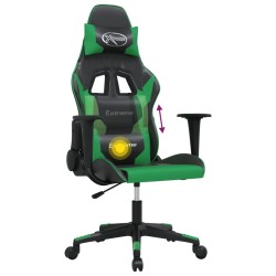 vidaXL Sedia da Gaming Massaggiante Nero e Verde in Similpelle