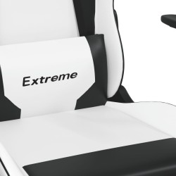 vidaXL Sedia da Gaming Massaggiante Bianco e Nero in Similpelle