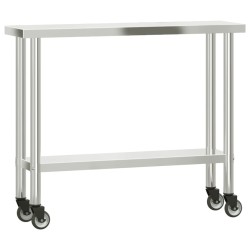 vidaXL Tavolo Lavoro Cucina con Ripiano 110x30x150 cm Acciaio Inox