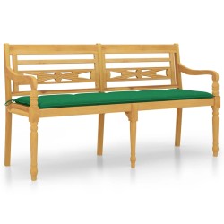   Panchina Batavia con Cuscino Verde 150 cm Legno Massello Teak