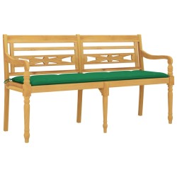   Panchina Batavia con Cuscino Verde 150 cm Legno Massello Teak