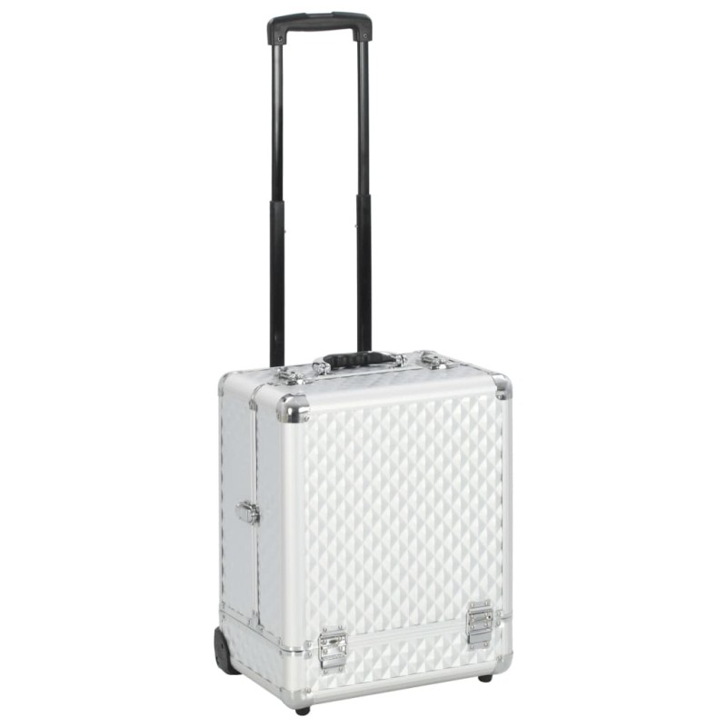 Valigia Trolley per Cosmetici 35x29x45 cm in Alluminio Argento