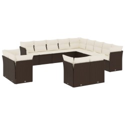 vidaXL Set Divani da Giardino 13 pz con Cuscini Marrone in Polyrattan 