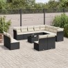 vidaXL Set Divani da Giardino 13pz con Cuscini Nero in Polyrattan