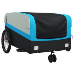 vidaXL Rimorchio da Bici Nero e Blu 45 kg in Ferro