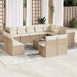 vidaXL Set Divano da Giardino 13 pz con Cuscini Beige in Polyrattan