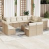 vidaXL Set Divano da Giardino 13 pz con Cuscini Beige in Polyrattan