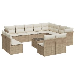 vidaXL Set Divano da Giardino 13 pz con Cuscini Beige in Polyrattan