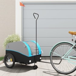 vidaXL Rimorchio da Bici Nero e Blu 45 kg in Ferro