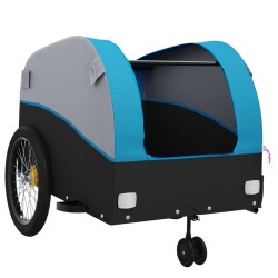 vidaXL Rimorchio da Bici Nero e Blu 45 kg in Ferro