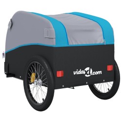 vidaXL Rimorchio da Bici Nero e Blu 45 kg in Ferro