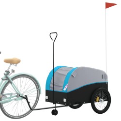 vidaXL Rimorchio da Bici Nero e Blu 45 kg in Ferro