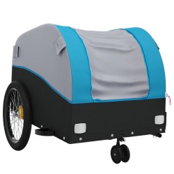 vidaXL Rimorchio da Bici Nero e Blu 30 kg in Ferro