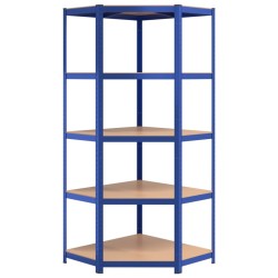 Scaffali a 5 Ripiani 4 pz Blu in Acciaio e Legno ingegnerizzato