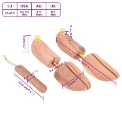 vidaXL Allarga Scarpe con Calzascarpe EU 42-43,5 Legno Massello Cedro