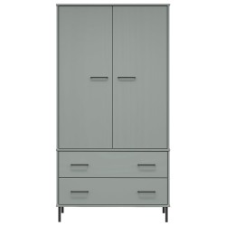   Armadio Gambe Metallo Grigio 90x55x172,5 cm Legno Massello OSLO