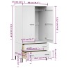   Armadio Gambe Metallo Bianco 90x55x172,5 cm Legno Massello OSLO