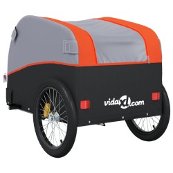 vidaXL Rimorchio da Bici Nero e Arancione 30 kg in Ferro