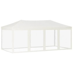   Tenda per Feste Pieghevole con Pareti Laterali Crema 3x6 m