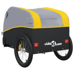 vidaXL Rimorchio da Bici Nero e Giallo 45 kg in Ferro