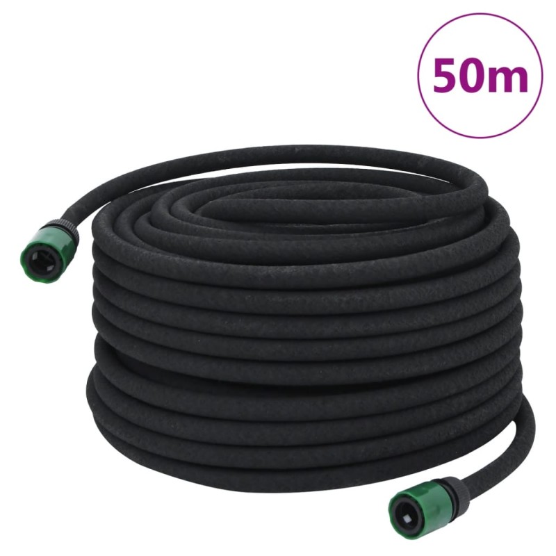 vidaXL Tubo di Irrigazione da Giardino Nero 0,6" 50 m in Gomma