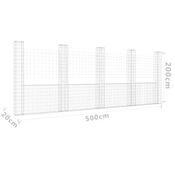   Gabbione a U con 5 Pali in Ferro 500x20x200 cm