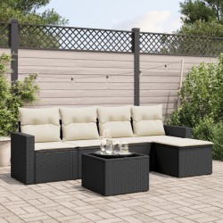 vidaXL Set Divano da Giardino 6 pz con Cuscini Nero in Polyrattan