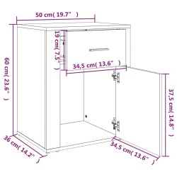   Comodino Bianco 50x36x60 cm in Legno Ingegnerizzato