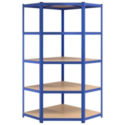   Scaffali a 5 Ripiani 3 pz Blu in Acciaio e Legno ingegnerizzato