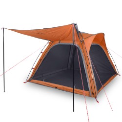 vidaXL Tenda 4 Persone Grigia e Arancione 240x221x160 cm Taffetà 185T