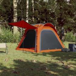 vidaXL Tenda 4 Persone Grigia e Arancione 240x221x160 cm Taffetà 185T