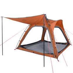 vidaXL Tenda 4 Persone Grigia e Arancione 240x221x160 cm Taffetà 185T