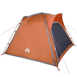 vidaXL Tenda 4 Persone Grigia e Arancione 240x221x160 cm Taffetà 185T