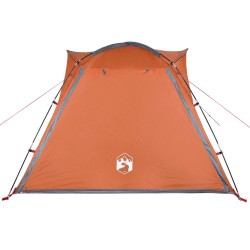 vidaXL Tenda 4 Persone Grigia e Arancione 240x221x160 cm Taffetà 185T