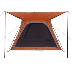 vidaXL Tenda 4 Persone Grigia e Arancione 240x221x160 cm Taffetà 185T