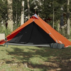 vidaXL Tenda 1 Persona Grigia e Arancione 255x153x130 cm Taffetà 185T