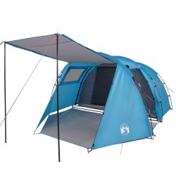 vidaXL Tenda da Campeggio 4 Persone Blu 420x260x153 cm Taffetà 185T