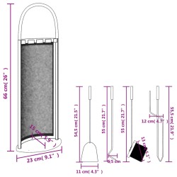 vidaXL Set Attrezzi per Caminetto 5 pz 23x15x66 cm in Acciaio