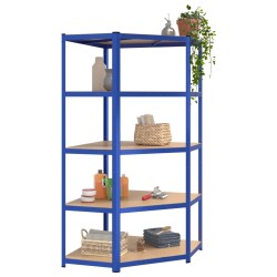   Scaffali a 5 Ripiani 5 pz Blu in Acciaio e Legno ingegnerizzato