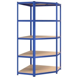   Scaffali a 5 Ripiani 5 pz Blu in Acciaio e Legno ingegnerizzato